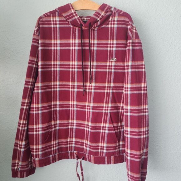 Lost plaid flannel kangaroo pockets hoodie - Picture 3 of 15